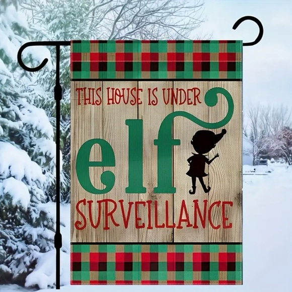 Other - Holiday Elf Surveillance Garden Flag - Red and Green